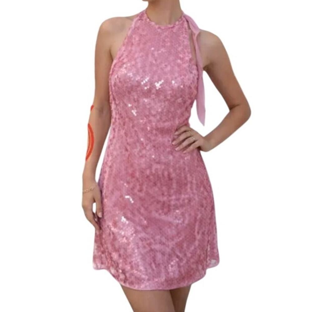 Zara Pink Sequin Mini Dress - Picture 10 of 11